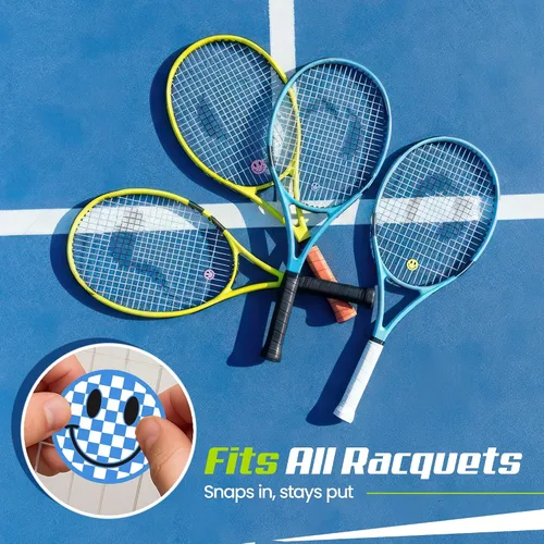 Vista 4 de Tennis Racket Dampener - Cute Designs - Vibration & Noise-Reducing Tennis Shock Absorber for Racquets - Secure, Easy-Install Accessories for Players