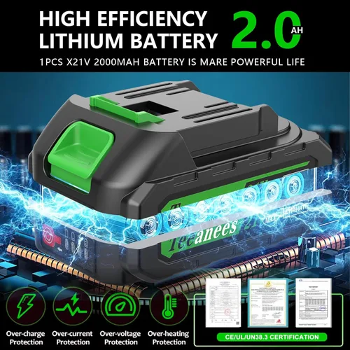 Vista 2 de Mini motosierra inalámbrica, pequeña motosierra eléctrica de 6 pulgadas con batería de 21 V y 3 cadenas, motosierra de mano alimentada por batería
