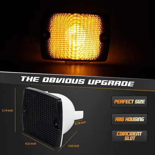 Vista 2 de HERCOO Conjunto de luces intermitentes delanteras para vehículos, lente compatible con Jeep Wrangler, reemplazo 1987-1993, paquete de 2
