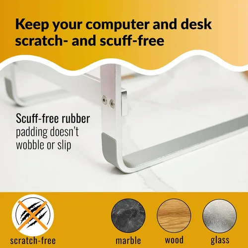 Vista 7 de OFFICE OWL Soporte de escritorio para laptop, ergonómico, portátil, elevador de computadora de aluminio para escritorio, soporte compatible