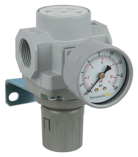 Vista 11 de PneumaticPlus SAR600-N10BG Regulador de presión de aire comprimido 1" NPT - Soporte, manómetro.