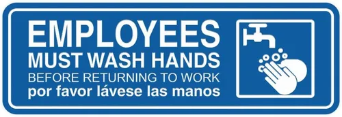 Vista 35 de Standard Employees Must Wash Hands - Letrero para puerta/pared, color negro, pequeño