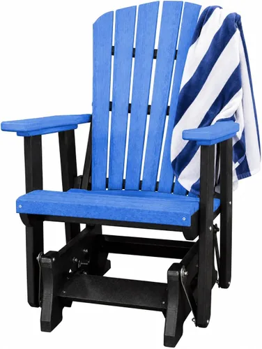 Vista 16 de DutchCrafters Slat Fan Back Poly Adirondack Glider Silla de patio al aire libre (negro y azul aruba)