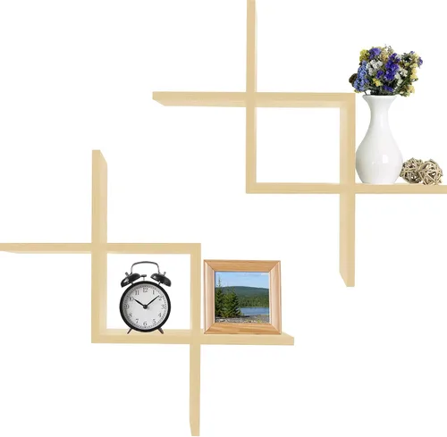 Vista 12 de Greenco Criss Cross Intersecting - Estantes flotantes para montar en pared.