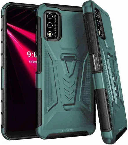 Vista 27 de Rome Tech Funda con clip para cinturón para Cricket Icon 3 de 6.5 pulgadas (2021) - Funda de teléfono celular de doble capa a prueba de golpes
