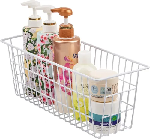 Vista 3 de iPEGTOP Juego de 6 cestas de almacenamiento de alimentos de alambre de metal con asas para organizar armarios de cocina, estante de despensa, baño