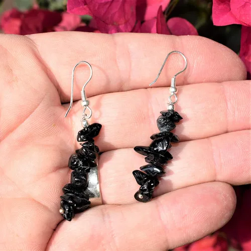 Vista 6 de CHARGED - Pendientes de diseño de piedras preciosas naturales + corazón de carga de selenita incluidos
