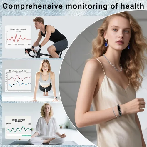 Vista 4 de Reloj inteligente para mujeres y hombres, pulsera inteligente ultraligera con monitor de frecuencia cardíaca/oxígeno en sangre/sueño/podómetro