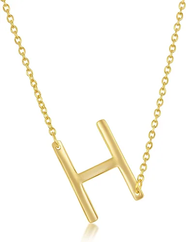 Vista 11 de Dainty Sideways Initial Necklace for Women – Sterling Silver or 14K Gold Plated 20mm Alphabet Letter Pendant