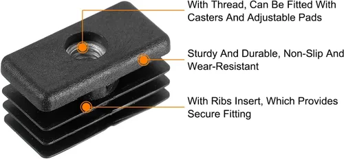 Vista 4 de Uxcell 8 piezas de insertos para tubos rectangulares con rosca M6, para tubo rectangular de diámetro exterior de 1.18 x 0.59 pulgadas, enchufe