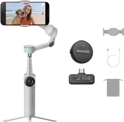 Vista 14 de Insta360 Flow 2 Pro AI Tracker Bundle gris – Primer cardán de teléfono AI en la industria con Apple DockKit, seguimiento pionero de 360º panorámica