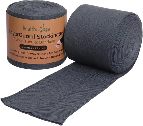 Vista 10 de Rollo de manga tubular de gasa de algodón LayerGuard, algodón crudo estirable – Ropa de comodidad, vendaje tubular absorbente de sudor – Previene