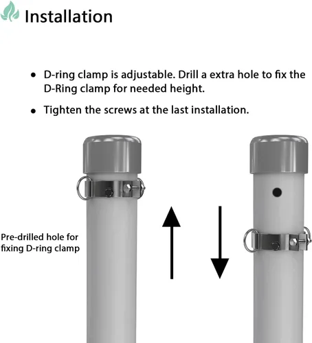 Vista 2 de SunnyRoyal Accesorio de poste de vela para toldo, abrazadera de anillo en D para poste de vela y postes de soporte de toldo, accesorio de hardware