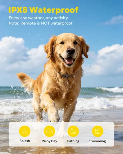 Vista 4 de Collar eléctrico de entrenamiento para perros con control remoto de 1640 pies, E-Shock, modos de entrenamiento seguros, collares impermeables IP67
