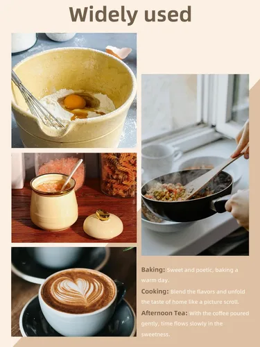 Vista 6 de Azucarero de 12 oz con tapa y cuchara, tarro de azúcar de cerámica simple, contenedor de azúcar, dispensador de azúcar, accesorios de barra de café