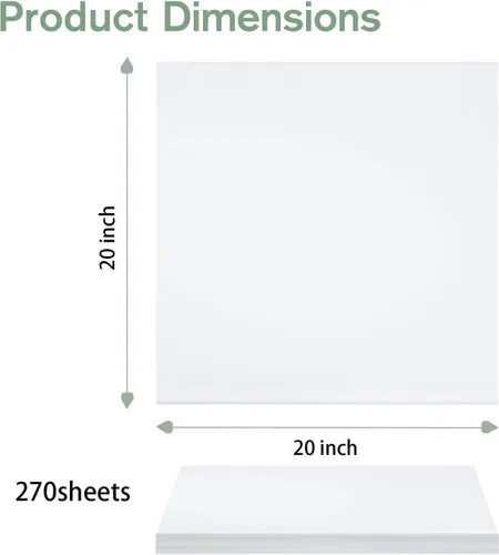Vista 2 de Simetufy Papel de seda blanco para bolsas de regalo, 270 hojas de 20 x 20 pulgadas, papel de regalo blanco para embalaje, papel de seda de regalo a