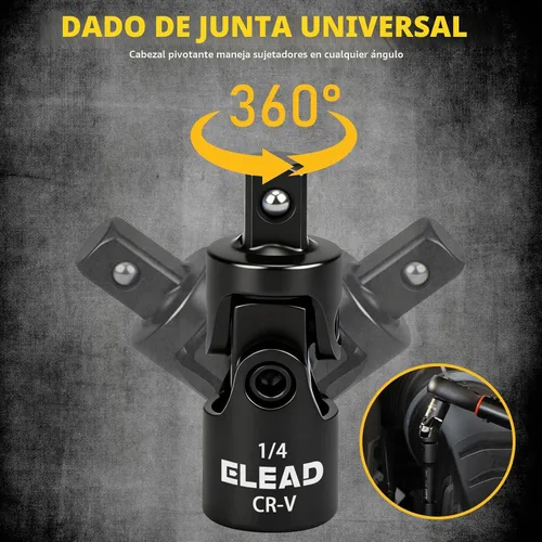 Vista 4 de Juego de 4 barras de extensión para dados de 1/4 de pulgada, 2, 4, 6 pulgadas, juego de extensión profesional, junta universal para dados de 1/4