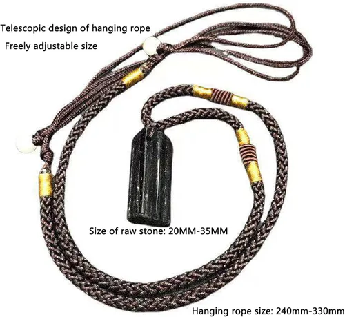 Vista 4 de HEFFY Black Raw Tourmaline Crystal Stone Necklace Pendant Amulet Pillar Pendant+Triple Protection Bracelet Hematite Obsidian Tiger Eye Bracelets for