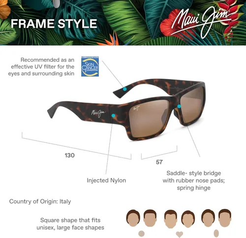 Vista 6 de Maui Jim Gafas de sol cuadradas Kaolu