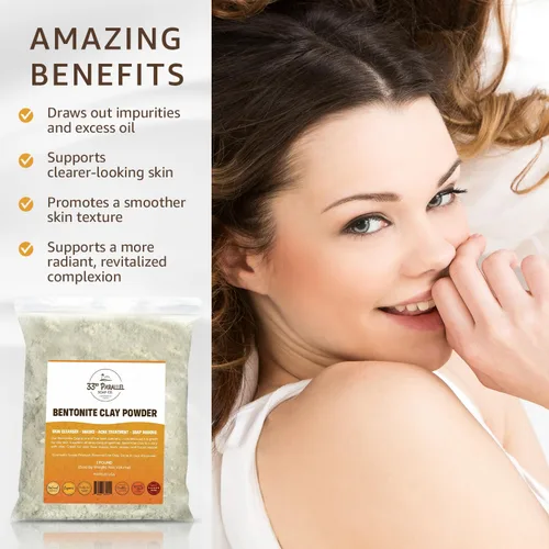 Vista 4 de BENTONITE - Polvo de arcilla (2 libras/32 onzas), 100% grado cosmético natural, malla 325, polvo fino, tratamientos faciales, máscara facial