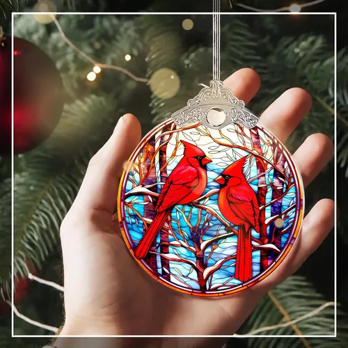 Vista 6 de Adornos de Navidad cardenales, adorno cardenal, simbolizando amor y memoria, elegante regalo de recuerdo navideño para familiares y amigos