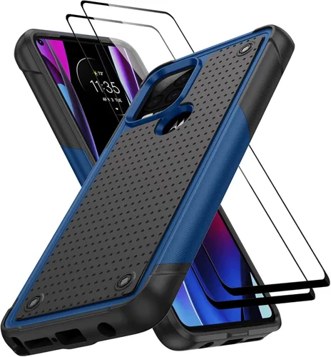 Vista 91 de Jeylly para Moto G Stylus 5G 2021 Funda con [2 Pack] Protector de Pantalla de Vidrio Templado, Protección Grado Militar Anti-Arañazos, Funda A