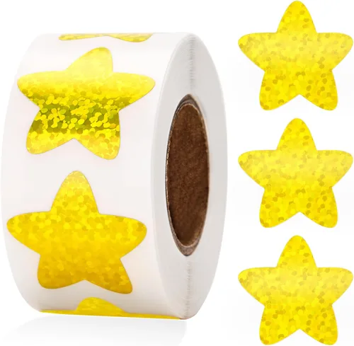 Vista 12 de Anwyll Calcomanías de estrellas – 500 calcomanías de 1 pulgada con purpurina colorida en forma de estrella para recompensa, aula, autoadhesivas