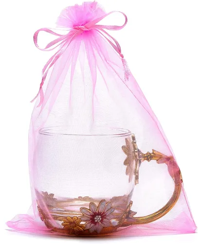 Vista 12 de 50 bolsas de organza de 6 x 9 pulgadas, bolsa de regalo de fiesta de boda con cordón