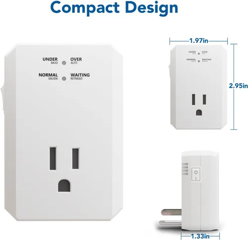 Vista 4 de BSEED Protector contra sobretensiones de una sola toma, Protector contra sobretensiones de pared pequeño con indicadores luminosos de protección a