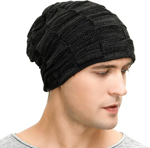Vista 4 de Vgogfly Slouchy Beanie for Men Winter Hats for Guys Cool Beanies Mens Lined Knit Warm Thick Skully Stocking Binie Hat