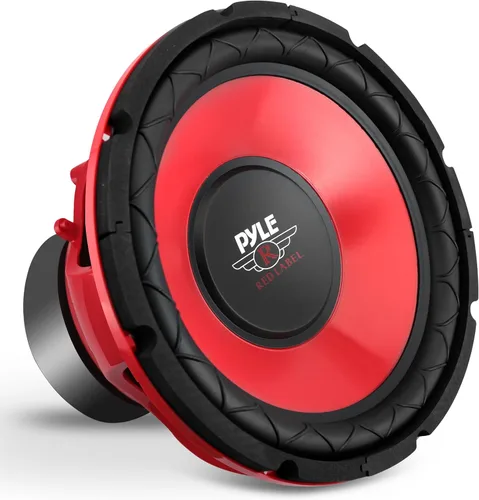 Vista 8 de Pyle Subwoofer de audio para automóvil de 10 pulgadas, potencia máxima de 600 W, woofer de bobina de voz única de 4 ohmios, cono galvanizado rojo