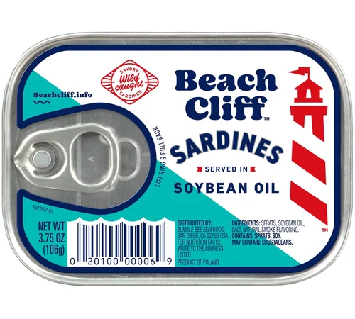 Vista 26 de Beach Cliff Sardinas Silvestres en Salsa Picante de Louisiana, lata de 3.75 oz - 14g de proteína por porción - Sin gluten, apto para dieta keto