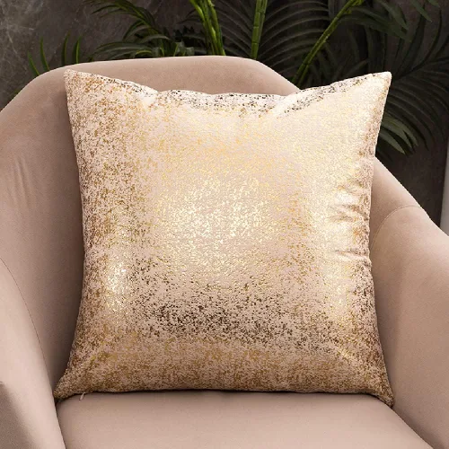 Vista 23 de Deeprove Funda de almohada oblonga de 12 x 20 pulgadas, estampado metálico de ambos lados con lámina dorada brillante, decoración de terciopelo Beige