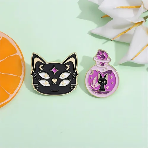 Vista 5 de Creative Cat Themes - Juego de pines esmaltados con diseño de gatos, broche para mochila, bolsa, sombrero, regalos para los amantes de los gatos