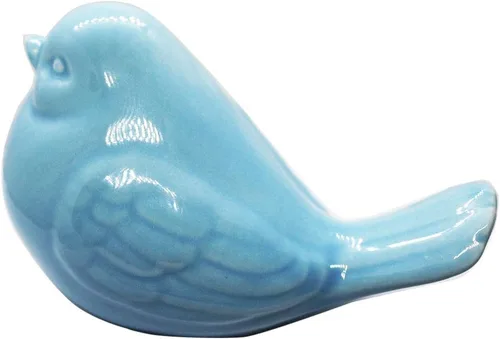 Vista 4 de Nueva figura de pájaro azul, figura de ave regordeta de cerámica, decoración de estatua de pájaro de animales de cabaña para decoración del jardín