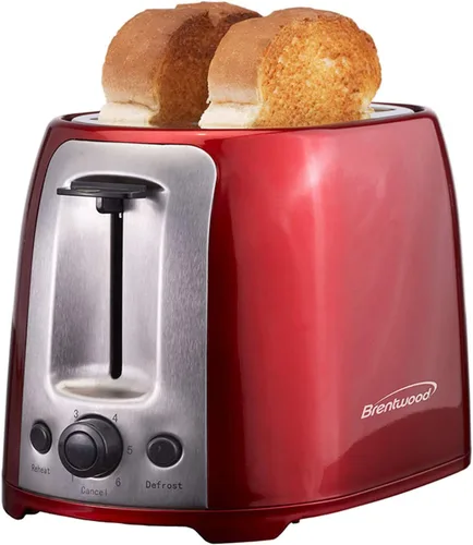 Vista 6 de Brentwood TS-292R - Tostadora de ranura extra ancha Cool Touch de 2 rebanadas, color rojo