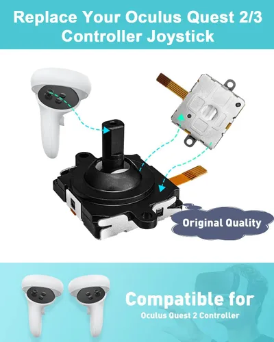 Vista 2 de Joystick Replacement Kit for Oculus Quest 2/3 Controller, OLCLSS Repair Accessories for Meta Quest 2/3 Controller, Include 2 Joysticks, T5