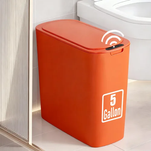 Vista 8 de TIPGO Cubo de basura de 5 galones con sensor de movimiento para baño con tapa, cubo de basura automático sin contacto, cesta de basura inteligente