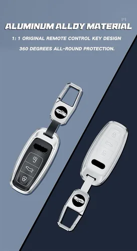 Vista 9 de ontto Carcasa ligera y duradera para llave de automóvil, funda de metal para llave de automóvil, protector de llave de resina compatible con Audi A3