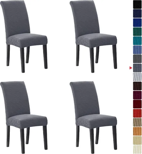 Vista 61 de Juego de 2 fundas para sillas de comedor, fundas elásticas para sillas de comedor, fundas para sillas de cocina de jacquard texturizadas, decoración