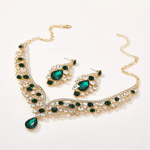 Vista 9 de SWEETV Corona de boda barroca para novia, paquete de 3 aretes de tiara, juego de joyería de novia, fiesta de disfraces de cristal, joyería