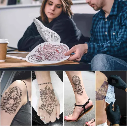Vista 7 de 100 hojas de papel de transferencia de tatuajes, kit de plantillas de tatuaje 8 1/4 "x 11 3/4
