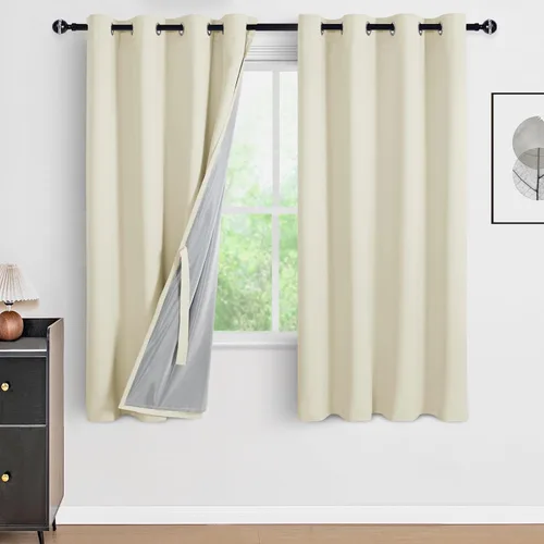 Vista 56 de DWCN - Cortinas 100% opacas para dormitorio con forro negro, cortinas de ventana de doble capa con aislamiento térmico que oscurecen toda la Azul