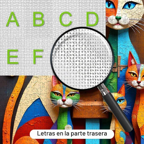 Vista 3 de Rompecabezas de gato abstracto – 1000 piezas de rompecabezas abstractos de gatitos para adultos, rompecabezas de papel de gato artístico para Gato