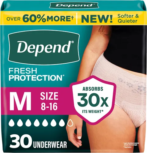 Vista 22 de Depend Fresh Protection - Pañales para adultos, ropa interior de incontinencia y para pérdida de orina posparto para mujer, desechable, máxima