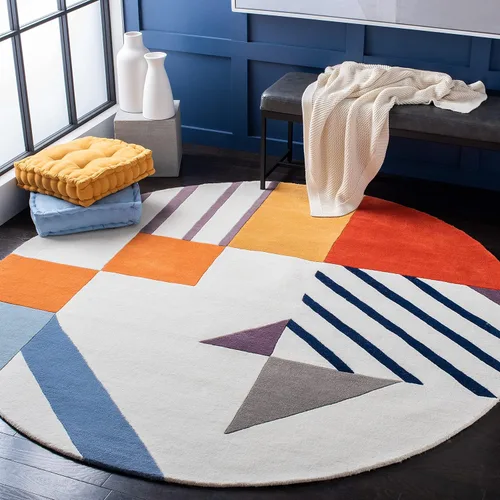 Vista 7 de SAFAVIEH Fifth Avenue Collection FTV120A - Alfombra decorativa de lana moderna de mediados de siglo, 2 x 3 pies, color marfil/multi