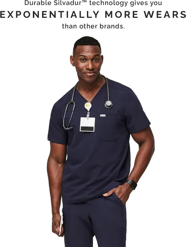 Vista 4 de Camiseta quirúrgica Figs Leon, de dos bolsillos, a medida, súper suave, antiarrugas, para hombre