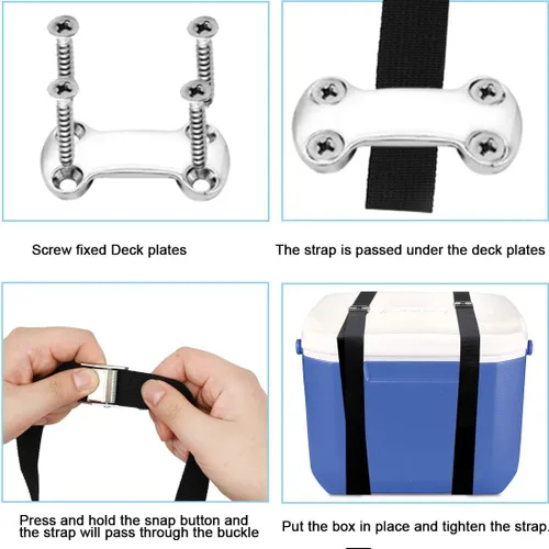 Vista 6 de Kit de Correa de Amarre Universal para Enfriadores, Kit de Amarre para Correas de Enfriadores, Correa de Amarre con Hebilla de Leva Compatible