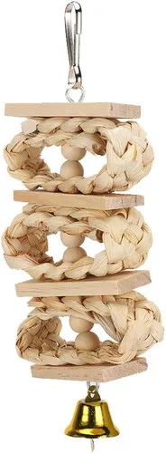 Vista 5 de Pssopp 8 Packs Natural Wood Bird Parrots Hanging Swing Cage Toys, Climbing Chewing Set with Safe Non Materials for Pet Birds Exercise and Rest
