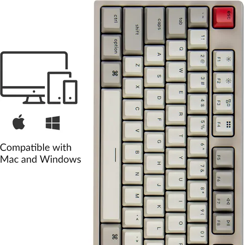 Vista 3 de Keychron Teclado mecánico con cable intercambiable en caliente C1 para diseño Mac, interruptor rojo mecánico Keychron cable USB tipo C teclas ABS